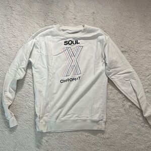 Soul x Chromat White Crewneck Sweater with Geometric Design